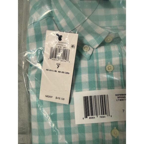 NWT Ralph Lauren Boys Gingham Button-Up Shirt - Light Mint Size 7 - Picture 4 of 5